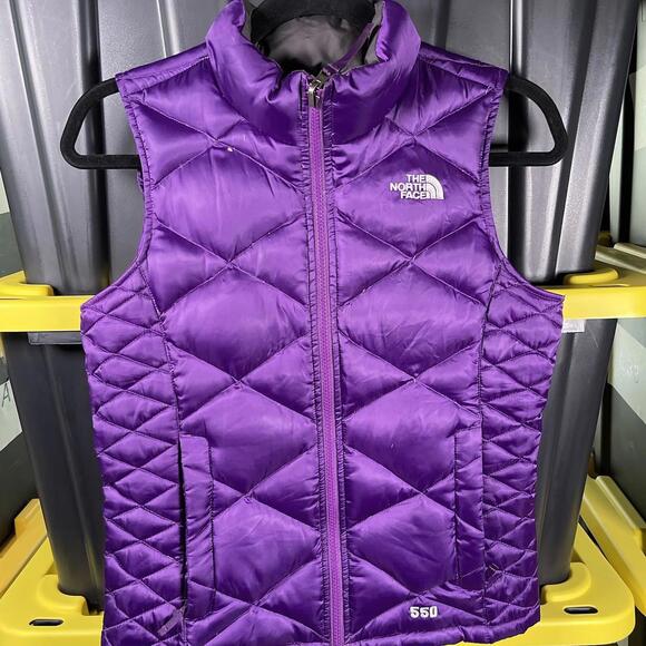 The North Face Vest Kids Size Medium 550 Down Puffer Purple Girls TNF